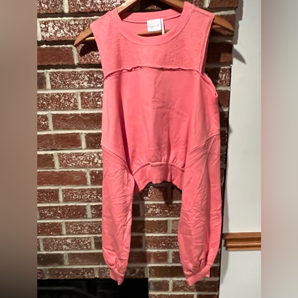 Out From Under - Urban Outfitters Pink Off shoulder Cropped Sweatshirt - Picture 2 of 5